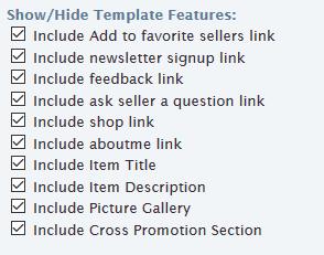Toggle the default features on the listing template, tick to display the feature,