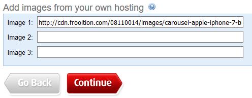 To host images Externally: Click Add Images from your own hosting: Enter the URL's of the images: Click Continue The images will update on the profile: Titles and