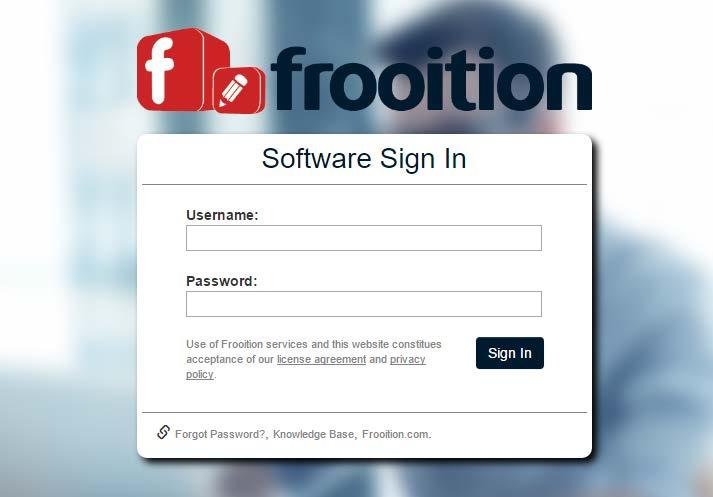 2: Accessing the Frooition Software To access the Frooition software you will need an active Internet connection.