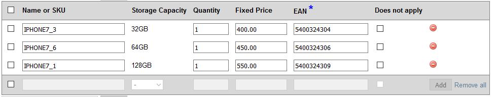 The software will then create 1 product for each possible variation: Here you can alter the prices, Quantities and Global identifiers (EAN in this