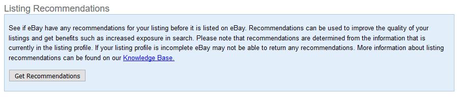 ebay feedback any listing recommendations based on