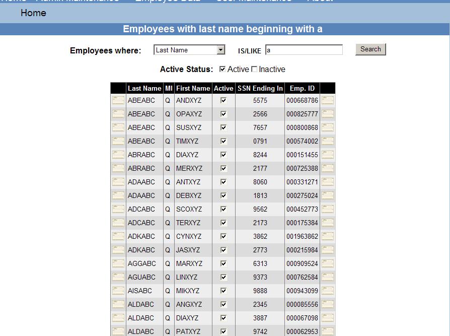Chapter 4: Employee Data Chapter 4 Employee Data This option will allow the user to get back to their check information if they are on another screen. Select Employee Data. Select Check History.