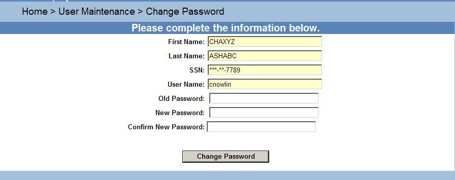 Chapter 6: About Save Click Save after making any changes. Change Password This option will allow the user to change their own password. How to Change Password I. Select User Maintenance. II.