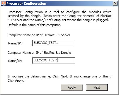 Install Founder ElecRoc Figure 29 11. Next, it pops up the processor configuration dialog for you to specify the ElecRoc server and the computer where the dongle is installed.