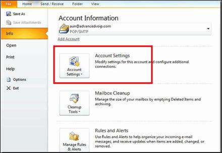 Email Setup: Outlook 2010 Once you have created an email account in C-Panel or Direct Admin, you will need to