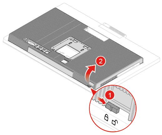 6. Remove the computer cover. CAUTION: Do not lift the bottom of the LCD panel so that the integrated camera and microphone module will not be broken. Figure 17.