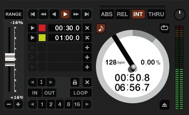Internal Mode INT mode allows playing tracks without external vinyl (or CD) control. INT mode has a start / stop function and a virtual pitch slider.