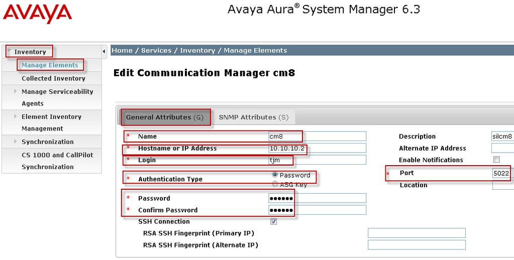 6.8. Administer Managed Elements In order for Communication Manger to supply configuration and feature support to SIP phones when they register to Session Manager, Communication Manager must be added
