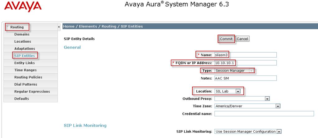 6.4. Administer Avaya Aura Session Manager SIP Entity Under Routing select the sub heading SIP Entities.