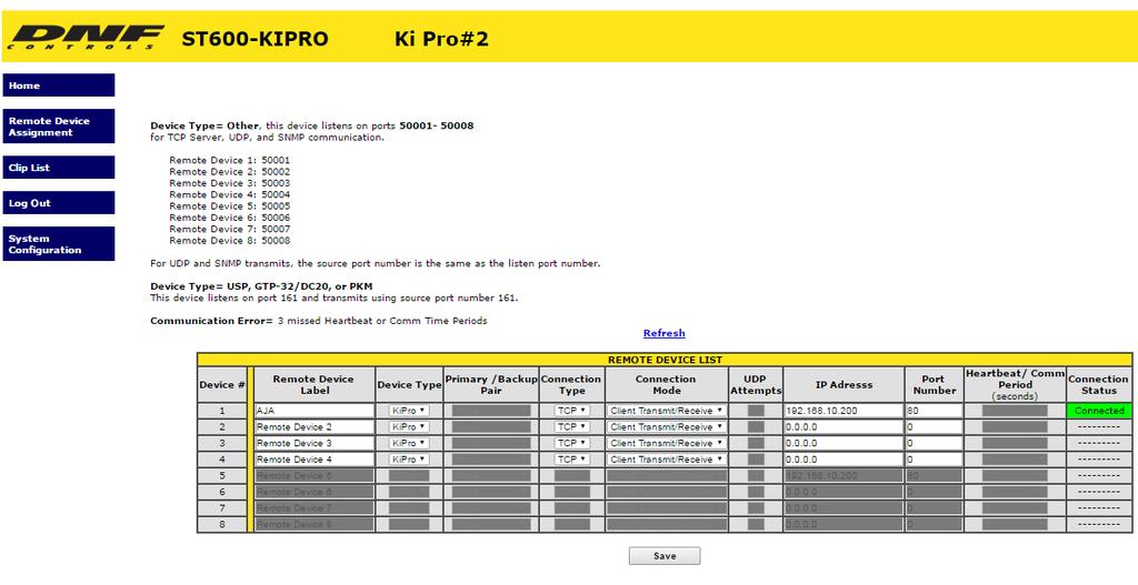 5. CONNECTION TO KI PRO 1. Using a Web browser, enter the IP address of the ST600-Kipro panel to access the configuration pages. 2.