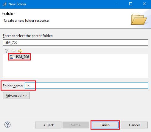7. Expand the General folder, select Folder, and then click Next. The New Folder dialog opens, as shown in the following image. 8.