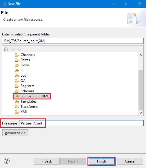 13. In the File name field type Partner_A.xml and then click Finish.