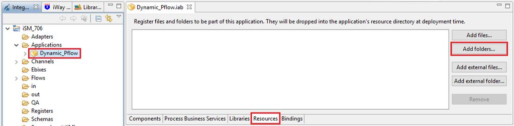 19. Click the Resources tab and then click the Add folders button, as shown in the following image.