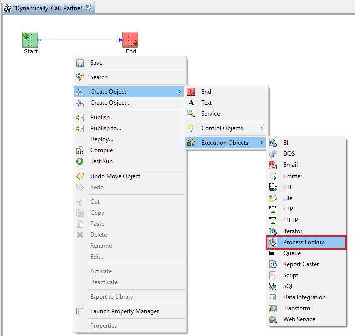 5. Right-click anywhere within the process flow workspace area, select Create