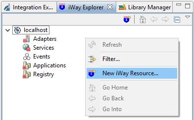 You can also click the Launch iway Resource Creator Wizard icon, as shown in the