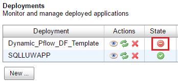 Click the red icon in the State column to start your application, as shown in the following image.