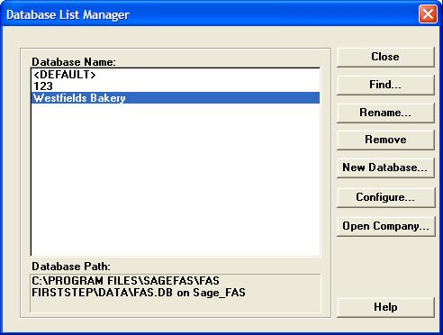 Troubleshooting Moving and Reconfiguring Databases 10. Click the Finish button to return to the Database List Manager dialog.