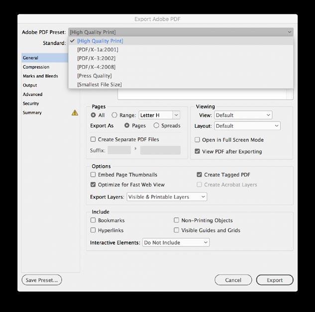 General PDF Settings In the General tab, PDF authors can select version Compatibility with Acrobat 4, through 8/9. The current recommended setting is Acrobat 5 (PDF 1.4) or newer.