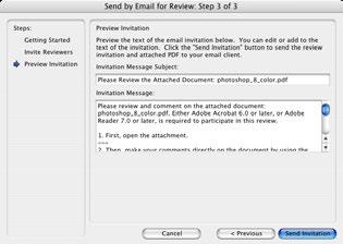 4. Now click Send Invitation, this will launch your default mail program and attach the PDF for review. Commenting 5.