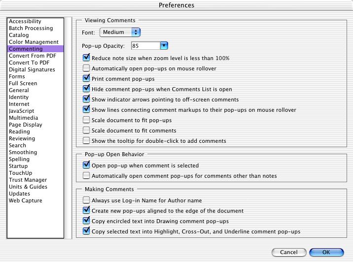 Commenting Preferences There are a few options that should be changed in the Commenting Preferences.