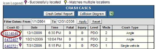 In order to find crashes that need to be located or are matched to multiple locations, go to the search page. Check the box for Needs locating?