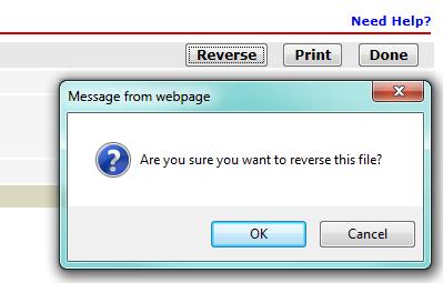 Select the Reverse button to complete the request.