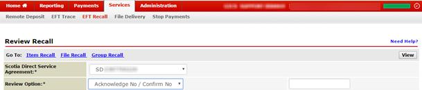 Select your agreement ID and choose the review option you wish