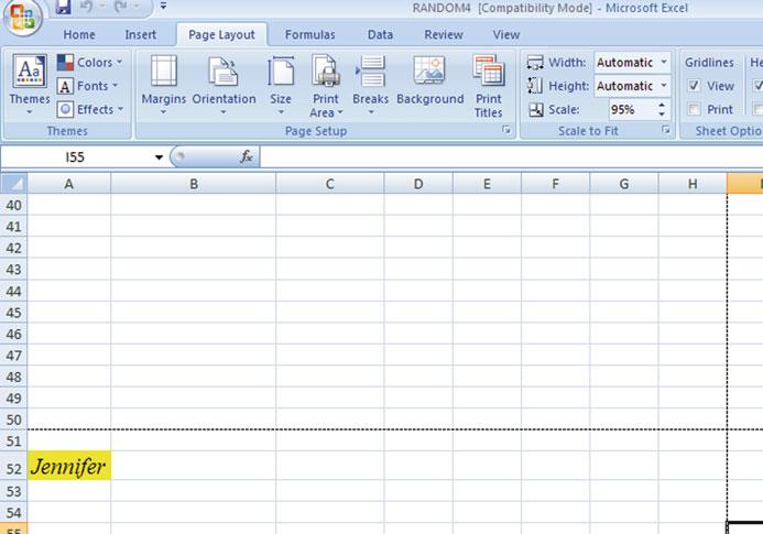 2.4 Printing an Excel File So That All of the Information Fits onto One Page 31 Hit the down arrow to the right of 100% once to reduce the size of the page to 95%.