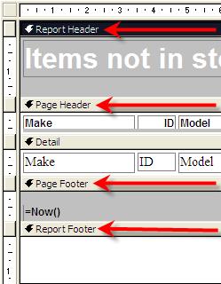 You must use a text box for this. Open the tool box and choose a text box. It comes with a label which is good because you will have to label it. 5 Report header Where the title goes.