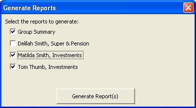choose the report(s) you would like and click the Generate Reports button.