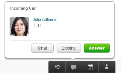 Get Started with Cisco WebEx Social You can also write and receive chat messages in the area below the actions buttons, minimize the call by clicking the minimize button on the dialog box, and