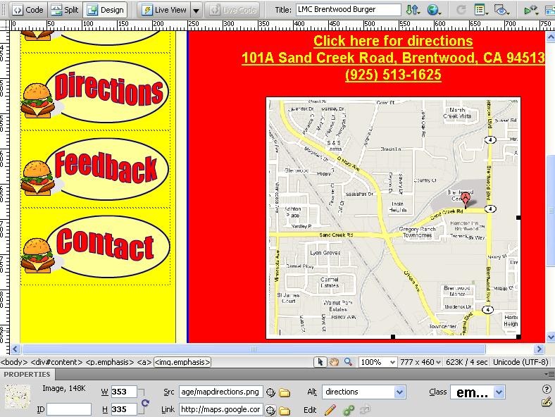 Create an Image Link to another Web Site (pg 107) You can click to test the link by previewing your page in a Web browser. Copy and paste the Google map link into the Link field. 1 3 http://maps.