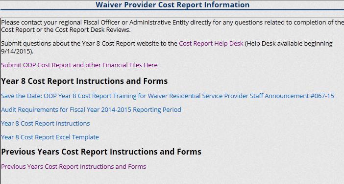 Cost Report Submission Process Accessing Year 8 Cost Report Materials, cont d.