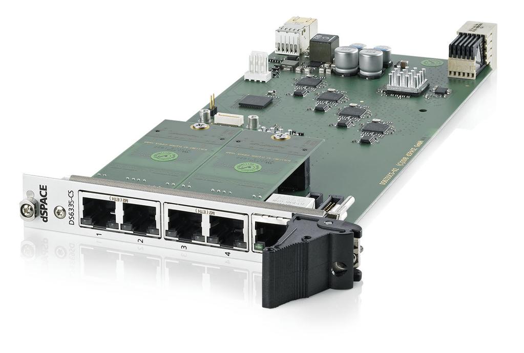 Description of the DS6335-CS Ethernet Board The following illustration shows the DS6335-CS Ethernet Board: The board has four Ethernet controllers and an integrated Ethernet switch, which lets you