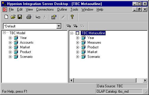 Chapter 3 TBC Metaoutline, a sample metaoutline provided with Hyperion Integration Server, contains the