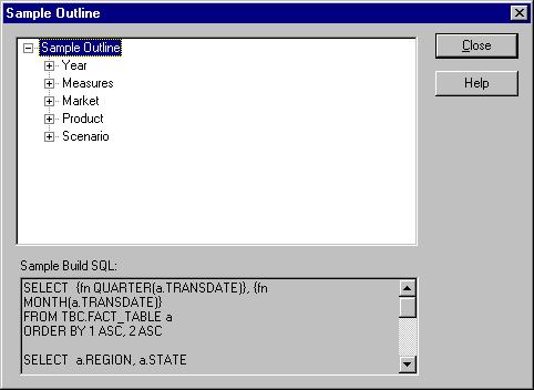 Chapter 3 Hyperion Integration Server Desktop opens the appropriate dialog box: either the Sample Outline dialog box, Preview Filter Results dialog box, or the Preview Transformation Results dialog