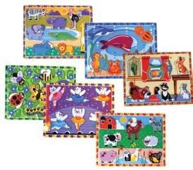 Educational Wooden Puzzles (Set of 6)