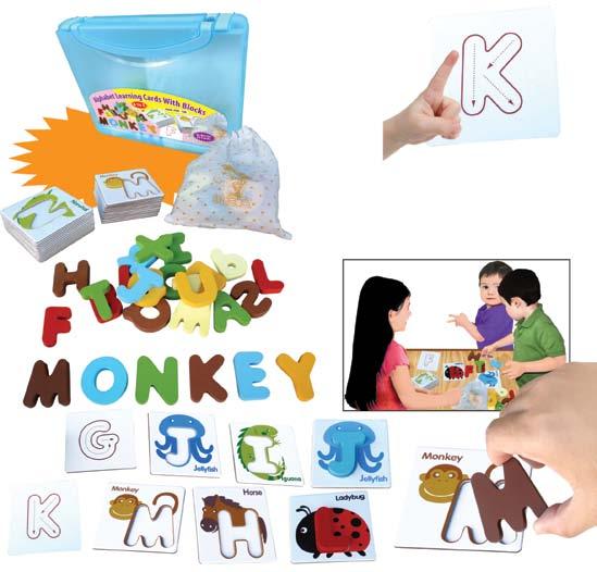 Alphabet Learning Cards With Blocks (1kg) Code : ITAT - 136/ WM 165/ EM 175 This product includes 26 letters made from natural wood and 26 cards to coordinate.