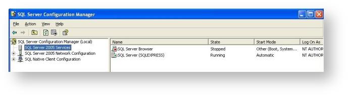 7. Click on the plus sign beside SQL Server 2005