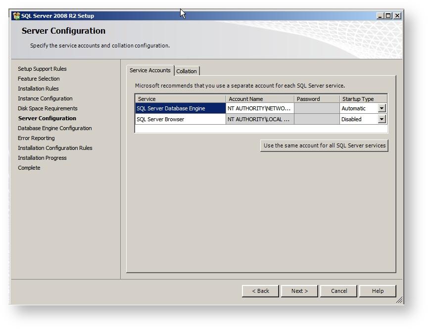 Select "Mixed Mode (SQL Server authentication and Windows