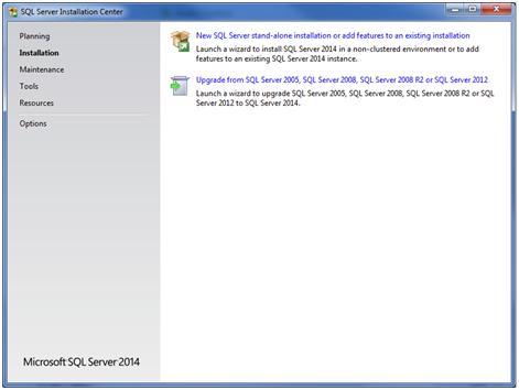 4. Select 'New SQL Server stand-alone installation or add features to an