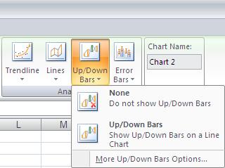 Series lines connect data series in 2-D stacked bar and column charts while Droplines extend a data point to a category in a line or