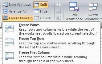 Using Large Worksheets FREEZING AND UNFREEZING A COLUMN OR ROW Occasionally a worksheet is so large, you cannot view the column or row headings and all the data at the same time.