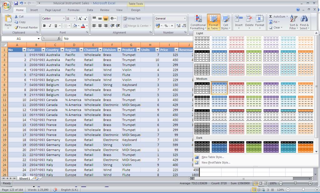 Using Excel Tables CONCEPTS AND TERMS Excel is not only a very useful tool for calculating values, it can also be used to manage and analyse tables of information such as inventory lists or customer