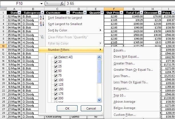 Using AutoFilter CONCEPTS AND TERMS A list is a range of cells organized with similar sets of data in each column. Column labels describe the data in the corresponding column, also known as a field.