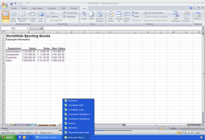 Using Multiple Workbooks ACTIVATING CASCADED WORKBOOK WINDOWS In Excel, only one window can be active at a time. You can click in any portion of a window to activate it.