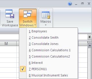 You can activate any workbook window by selecting its name from this list.