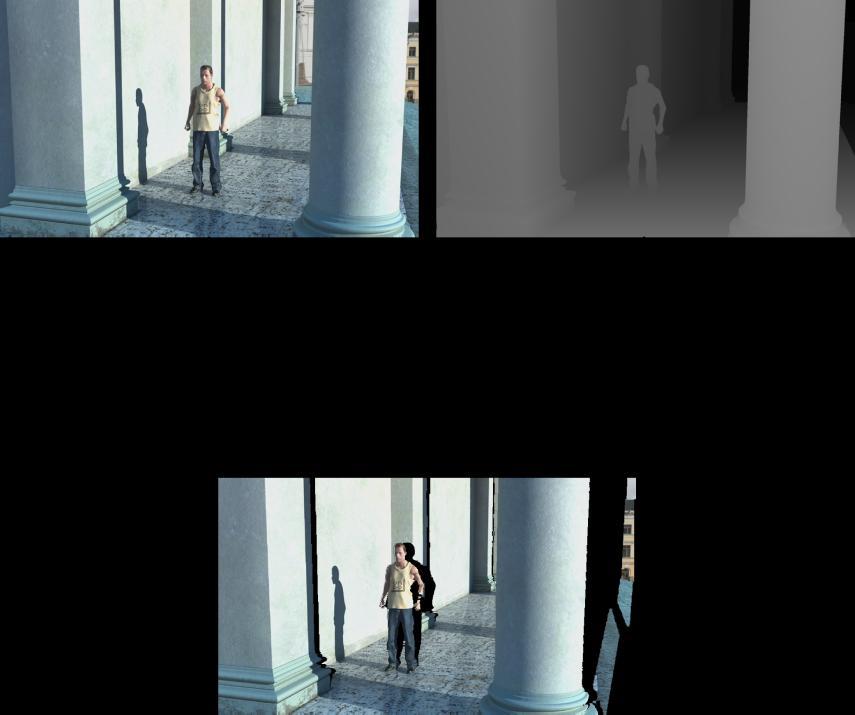 Figure 37: Rendering from a left camera position to a right camera position using depth maps.