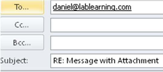 Handling Incoming Messages Replay automatically adds the sender s email address to the To box Reply