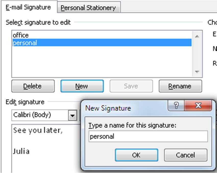 Sending Messages Use signatures to save time Displays the